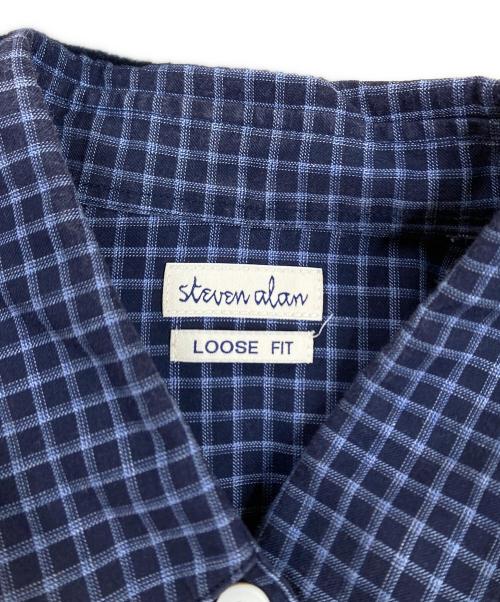 STEVEN ALAN（スティーブンアラン）STEVEN ALAN (スティーブンアラン) SOKTAS CHECK REGULAR COLLAR SHIRT -LOOSE/シャツ ネイビー サイズ:サイズタグ欠品の古着・服飾アイテム