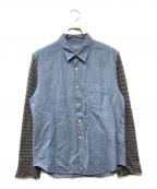 COMME des GARCONS HOMMEコムデギャルソン オム）の古着「ニットドッキングシャツ」｜ブルー×グレー