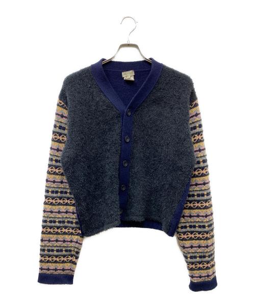 DRIES VAN NOTEN（ドリスヴァンノッテン）DRIES VAN NOTEN (ドリスヴァンノッテン) モヘア混切替カーディガン ネイビー×ブラック サイズ:SIZE Lの古着・服飾アイテム