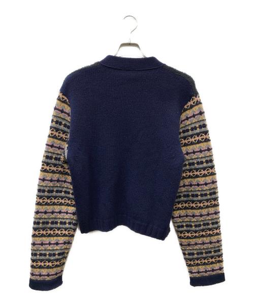 DRIES VAN NOTEN（ドリスヴァンノッテン）DRIES VAN NOTEN (ドリスヴァンノッテン) モヘア混切替カーディガン ネイビー×ブラック サイズ:SIZE Lの古着・服飾アイテム