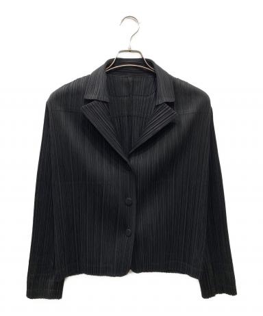 美品 PLEATS PLEASE プリーツジップシャツジャケット 4 ブラック PLEATS PLEASE（プリーツ プリーズ） 美品 PLEATS PLEASE ISSEY MIYAKE