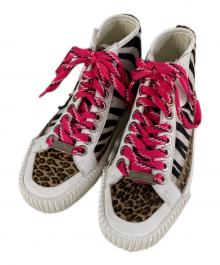 JIMMY CHOO（ジミーチュウ）の古着「IMPALA ハラコ切替ハイカットスニーカー」｜ブラウン×ホワイト