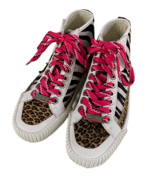 JIMMY CHOO（ジミーチュウ）JIMMY CHOO (ジミーチュウ) IMPALA ハラコ切替ハイカットスニーカー ブラウン×ホワイト サイズ:34の古着・服飾アイテム