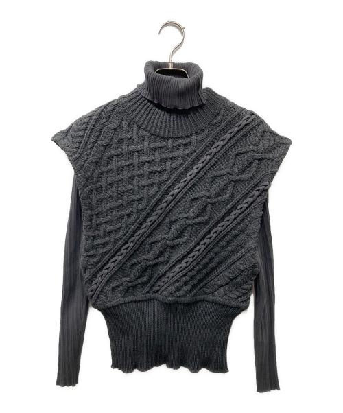 Ameri（アメリ）Ameri (アメリ) LAYERED SLANT CABLE KNIT グレー サイズ:Freeの古着・服飾アイテム