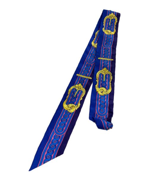 HERMES（エルメス）HERMES (エルメス) BRIDE DE COUR ツイリー シルクスカーフ ブルー×イエロー サイズ:OneSizeの古着・服飾アイテム