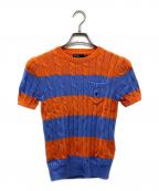 POLO RALPH LAURENポロ・ラルフローレン）の古着「PIMA COTTON半袖ボーダーニット」｜オレンジ×ブルー
