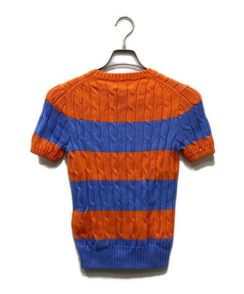 POLO RALPH LAUREN（ポロ・ラルフローレン）POLO RALPH LAUREN (ポロ・ラルフローレン) PIMA COTTON半袖ボーダーニット オレンジ×ブルー サイズ:S 未使用品の古着・服飾アイテム