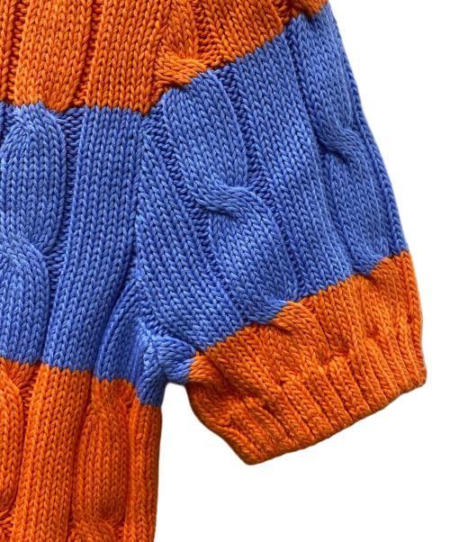 POLO RALPH LAUREN（ポロ・ラルフローレン）POLO RALPH LAUREN (ポロ・ラルフローレン) PIMA COTTON半袖ボーダーニット オレンジ×ブルー サイズ:S 未使用品の古着・服飾アイテム
