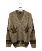 HUFハフ）の古着「ヘンプ柄カーディガン」｜ブラウン