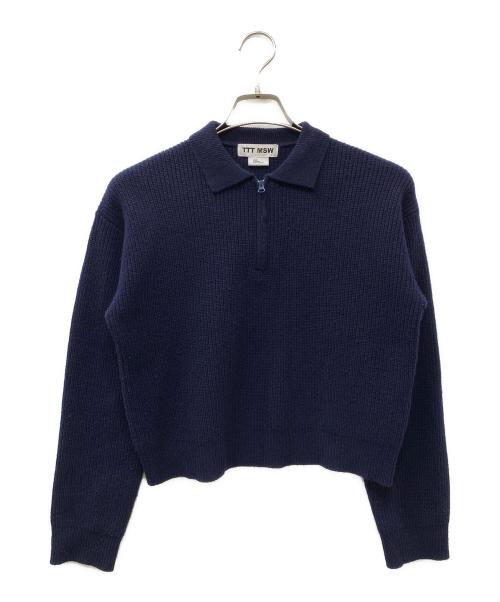 TTT MSW（ティー）TTT MSW (ティー) Zipup knit polo shirt ネイビー サイズ:SIZE Sの古着・服飾アイテム