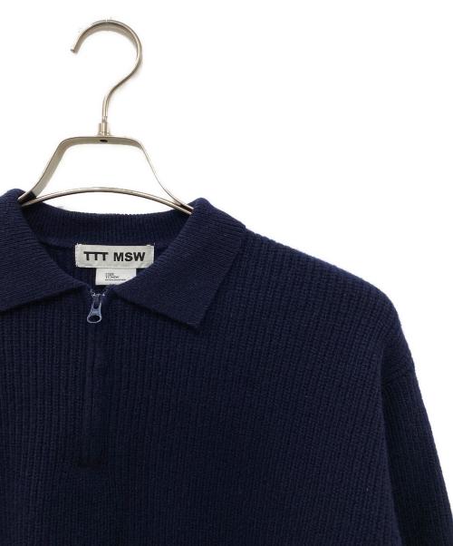 TTT MSW（ティー）TTT MSW (ティー) Zipup knit polo shirt ネイビー サイズ:SIZE Sの古着・服飾アイテム