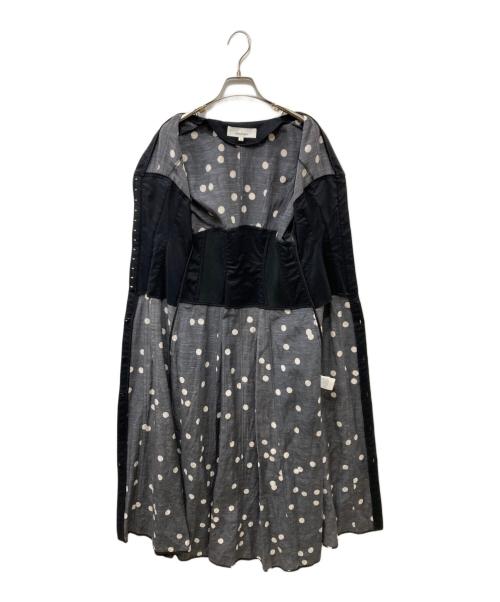 AKIRA NAKA（アキラナカ）AKIRA NAKA (アキラナカ) Erna corset long PO ドットワンピース ブラック×ホワイト サイズ:2の古着・服飾アイテム