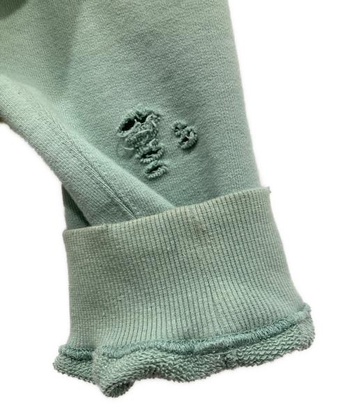 DELUXE（デラックス）DELUXE (デラックス) スウェット Sabotage ダメ―ジ加工 グリーン サイズ:Lの古着・服飾アイテム