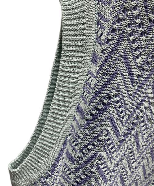 YOKE（ヨーク）YOKE (ヨーク) HERRINGBONE MESH V-NECK VEST ニットベスト ブルー サイズ:不明の古着・服飾アイテム