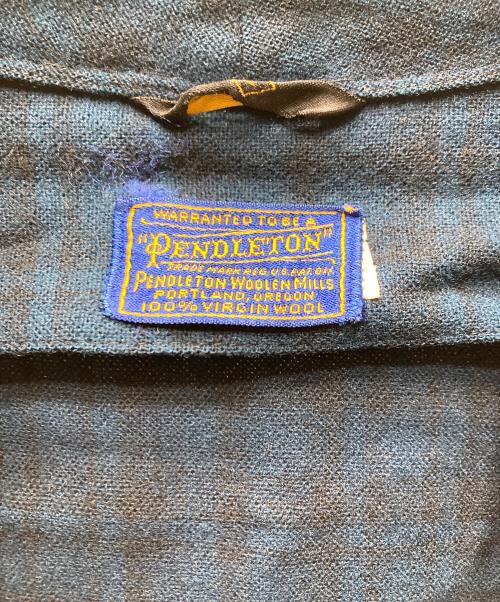 PENDLETON（ペンドルトン）PENDLETON (ペンドルトン) 40-50's オンブレチェックウールガウンコート ブルー×ブラック サイズ:SIZE Lの古着・服飾アイテム
