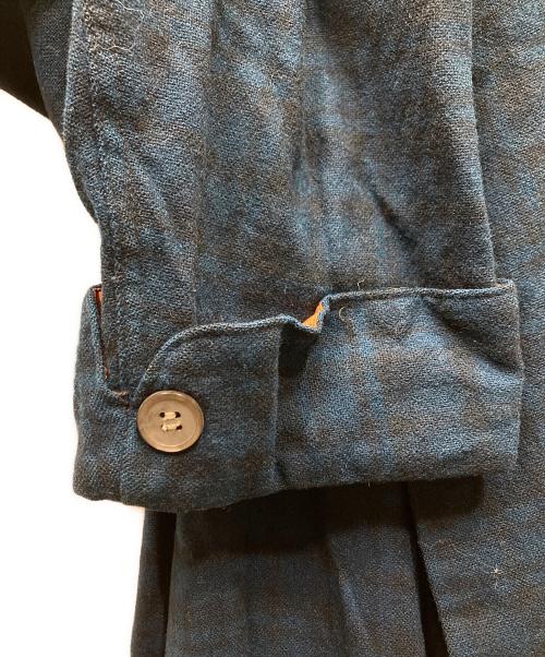 PENDLETON（ペンドルトン）PENDLETON (ペンドルトン) 40-50's オンブレチェックウールガウンコート ブルー×ブラック サイズ:SIZE Lの古着・服飾アイテム