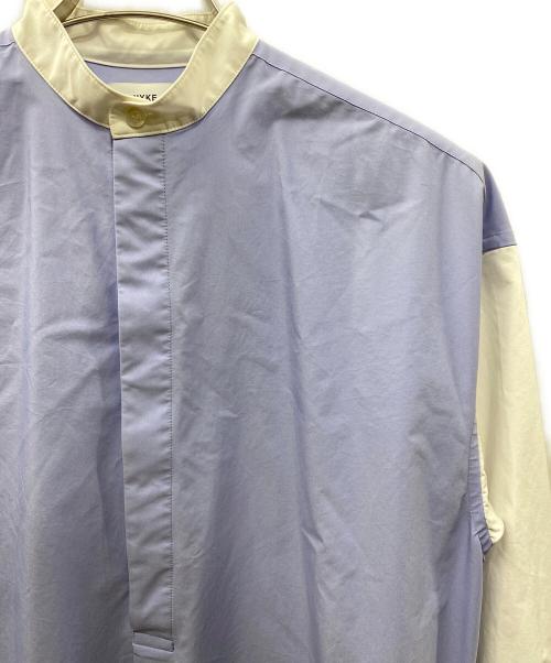 HYKE（ハイク）HYKE (ハイク) バンドカラーシャツワンピース ブルー×ホワイト サイズ:1の古着・服飾アイテム