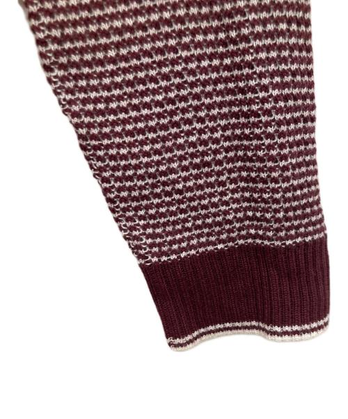 FRED PERRY（フレッドペリー）FRED PERRY (フレッドペリー) TWO TEXTURE KNIT SHIRT ボルドー×ホワイト サイズ:Ｌの古着・服飾アイテム