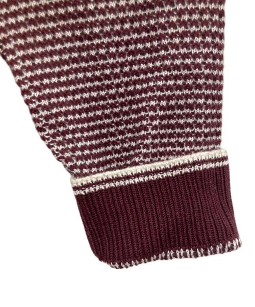 FRED PERRY（フレッドペリー）FRED PERRY (フレッドペリー) TWO TEXTURE KNIT SHIRT ボルドー×ホワイト サイズ:Ｌの古着・服飾アイテム