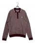 FRED PERRY（フレッドペリー）の古着「TWO TEXTURE KNIT SHIRT」｜ボルドー×ホワイト