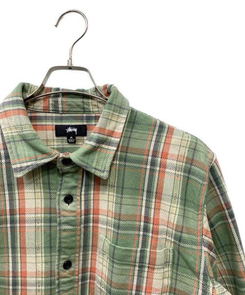 stussy（ステューシー）stussy (ステューシー) DAN WASHED COTTON PLAID SHIRT グリーン×オレンジ サイズ:SIZE Mの古着・服飾アイテム