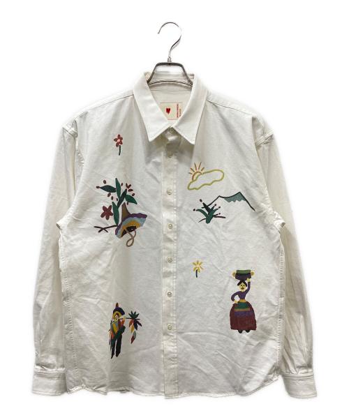 EMOTIONALLY UNAVAILABLE（エモーショナリー・アンアベイラブル）EMOTIONALLY UNAVAILABLE (エモーショナリー・アンアベイラブル) プリントL/Sシャツ ホワイト サイズ:SIZE Sの古着・服飾アイテム