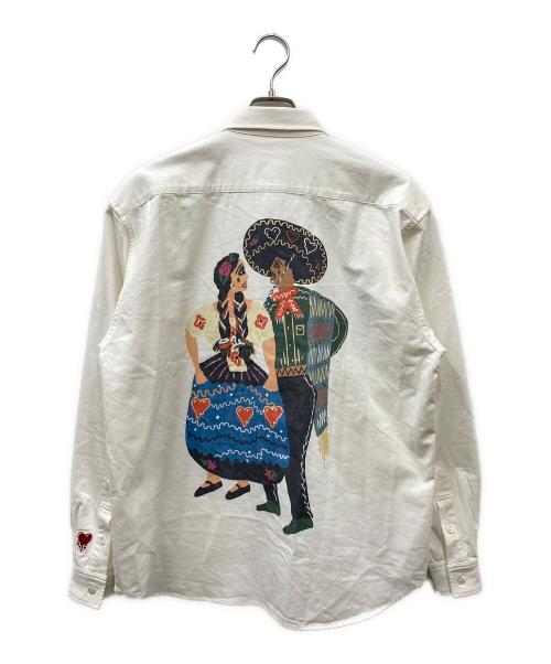 EMOTIONALLY UNAVAILABLE（エモーショナリー・アンアベイラブル）EMOTIONALLY UNAVAILABLE (エモーショナリー・アンアベイラブル) プリントL/Sシャツ ホワイト サイズ:SIZE Sの古着・服飾アイテム