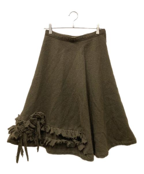 tricot COMME des GARCONS（トリココムデギャルソン）tricot COMME des GARCONS (トリココムデギャルソン) ウールフリルスカート オリーブ サイズ:Mの古着・服飾アイテム