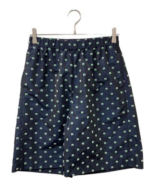 LOEFF（ロエフ）LOEFF (ロエフ) インベーダー柄ジャガードショートパンツ ネイビー×グリーン サイズ:1の古着・服飾アイテム