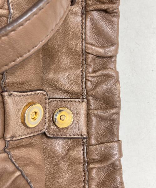 PRADA（プラダ）PRADA (プラダ) NAPPA GAUFRE ギャザー2WAYバッグ ブラウンの古着・服飾アイテム