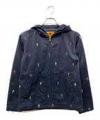 artyzアーティーズ）の古着「刺繍フーデッドジャケット」｜ネイビー
