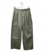 AURALEEオーラリー）の古着「WASHED FINX HERRINGBONE BELTED PANTS」｜グリーン