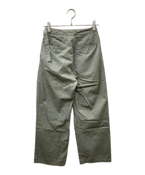AURALEE（オーラリー）AURALEE (オーラリー) WASHED FINX HERRINGBONE BELTED PANTS グリーンの古着・服飾アイテム