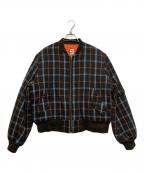 have a good timeハブアグッドタイム）の古着「グッドボーイロゴチェックMA-1ジャケット」｜ブラウン
