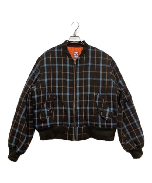 have a good time（ハブアグッドタイム）have a good time (ハブアグッドタイム) グッドボーイロゴチェックMA-1ジャケット ブラウン サイズ:Ｍの古着・服飾アイテム