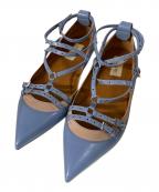 VALENTINOヴァレンティノ）の古着「Tストラップフラットシューズ」｜スカイブルー