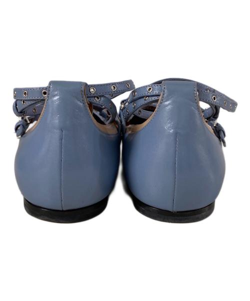 VALENTINO（ヴァレンティノ）VALENTINO (ヴァレンティノ) Tストラップフラットシューズ スカイブルー サイズ:38の古着・服飾アイテム