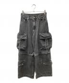 MAISON SPECIALメゾンスペシャル）の古着「Low Waist Cargo Denim Pants カーゴパンツ」｜ブラック