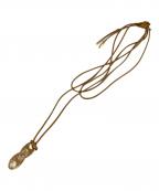 GUCCIグッチ）の古着「GGマーク レザーストラップ ネックレス」｜ゴールド×ブラウン