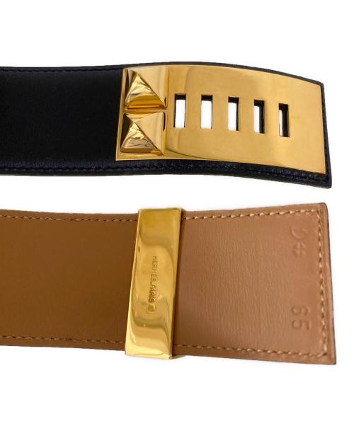 HERMES（エルメス）HERMES (エルメス) コリエ・ド・シアン スタッズベルト ネイビー サイズ:65の古着・服飾アイテム