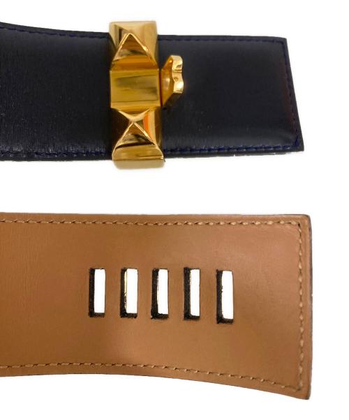 HERMES（エルメス）HERMES (エルメス) コリエ・ド・シアン スタッズベルト ネイビー サイズ:65の古着・服飾アイテム