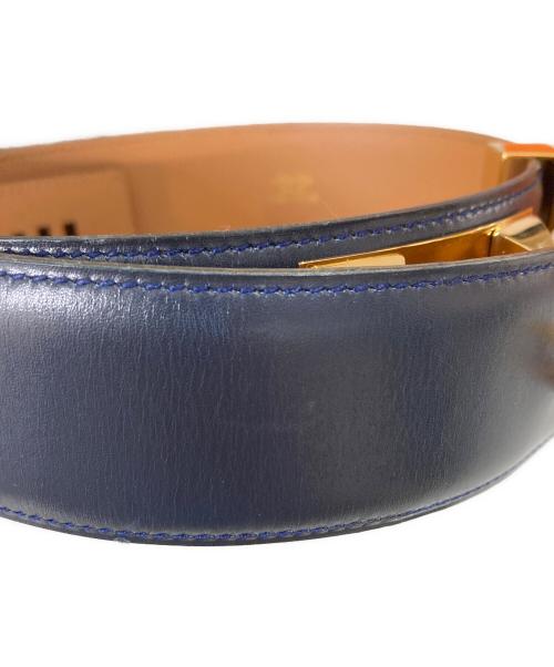HERMES（エルメス）HERMES (エルメス) コリエ・ド・シアン スタッズベルト ネイビー サイズ:65の古着・服飾アイテム
