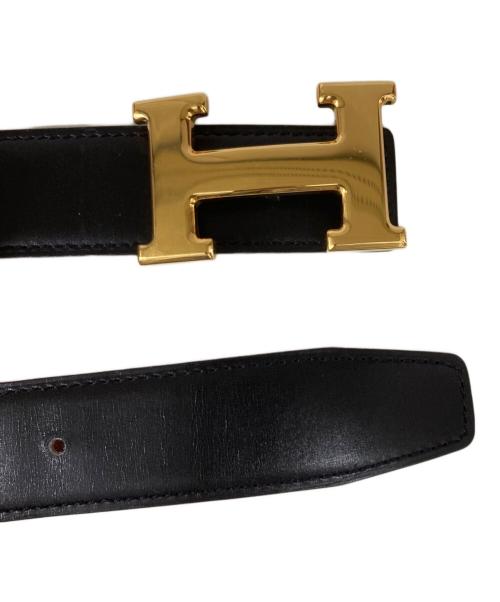 HERMES（エルメス）HERMES (エルメス) Hレザーベルト ブラック×レッド サイズ:70の古着・服飾アイテム