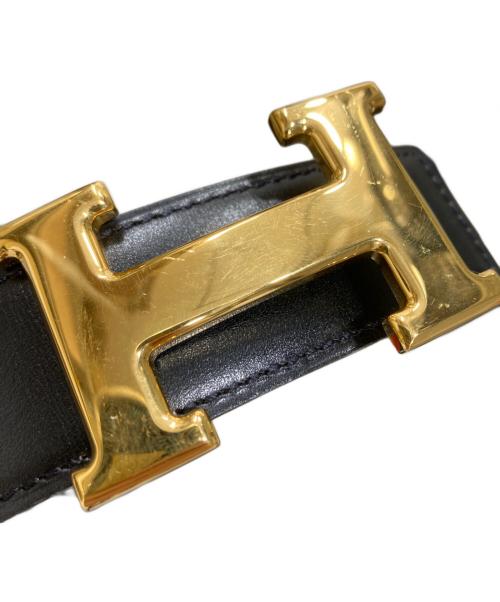 HERMES（エルメス）HERMES (エルメス) Hレザーベルト ブラック×レッド サイズ:70の古着・服飾アイテム