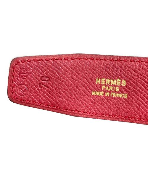 HERMES（エルメス）HERMES (エルメス) Hレザーベルト ブラック×レッド サイズ:70の古着・服飾アイテム