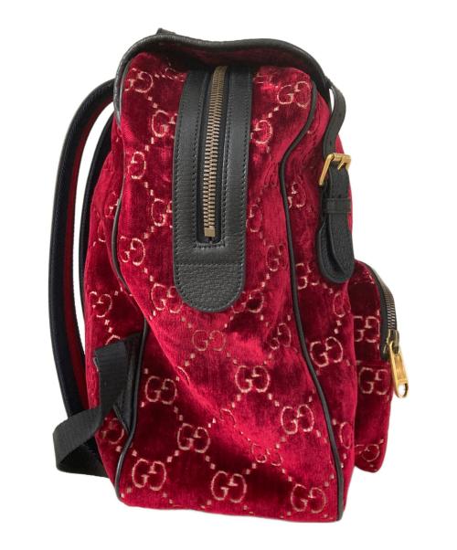 GUCCI（グッチ）GUCCI (グッチ) GGベルベット スモールバックパック Small GG velvet backpack レッド サイズ:OneSizeの古着・服飾アイテム