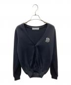 BORDERS at BALCONYボーダーズアットバルコニー）の古着「WOOLSILK TEAM CARDIGAN」｜ブラック