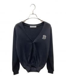 BORDERS at BALCONY（ボーダーズアットバルコニー）の古着「WOOLSILK TEAM CARDIGAN」｜ブラック