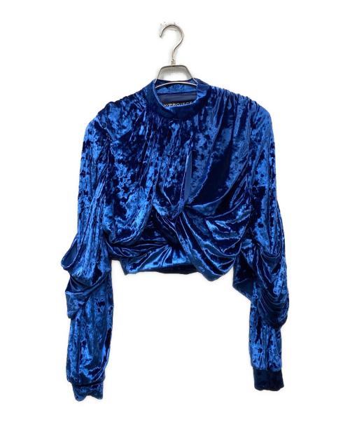 Y. PROJECT（ワイプロジェクト）Y. PROJECT (ワイプロジェクト) 変形ドレープベロアカットソー ブルー サイズ:34の古着・服飾アイテム
