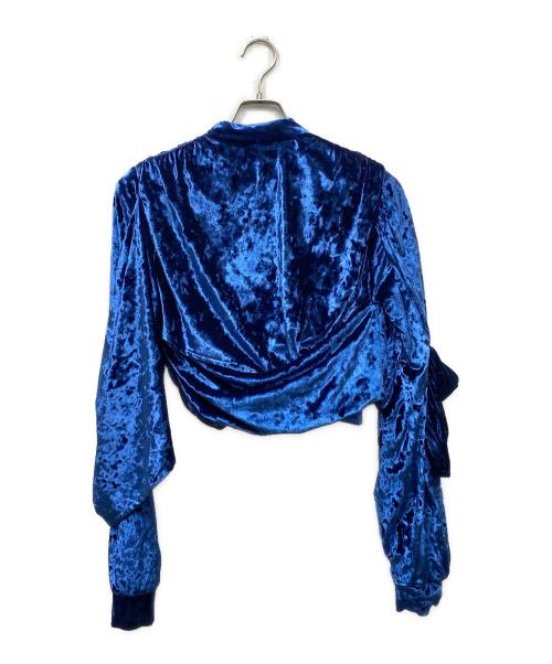Y. PROJECT（ワイプロジェクト）Y. PROJECT (ワイプロジェクト) 変形ドレープベロアカットソー ブルー サイズ:34の古着・服飾アイテム